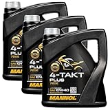 MANNOL 4-Takt Plus API SL SAE 10W-40 teilsynthetisch 4 Liter Motorrad ÖL Motorradöl Roller