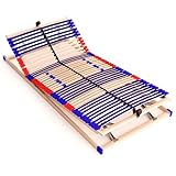 Stabiler Lattenrost 100% BUCHE - Kopf- und Fußteil verstellbar - SCHULTERFRÄSUNG, 7 Zonen, 42 Federleisten, Härteregulierung, Mittelgurt - Vario Plus Sleep Best 42® unmontiert (100x200cm)