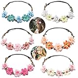 Norhogo Blumenkranz Blume Krone Stirnband blumenkranz haare, 8 Stück Blume Krone Stirnband, Braut Haarschmuck, Damen Mädchen für Festival Party Hochzeit Strand Geburtstag(8 Pcs)