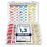 BEARTOOL® Kabelschuhe Set (580 Teile 36 Typen) Flachsteckhülsen, Flachstecker, Kabelverbinder Set, Quetschverbinder Set, Rngkabelschuhe Set