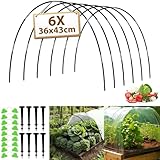 Pflanztunnel Bögen 36 PCS Folientunnel Bögen 6 Sets, 43CM Rust-Free Fiberglas Tunnelbogen für HochbeetBausatz, DIY Gewächshausreifen Frühbeet Tunnel für Garten Zeile Abdeckung Pflanzen Obst Gemüse