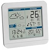 TFA Dostmann SKY Funk-Wetterstation, 35.1152.02,Wetterstation Funk mit Außensensor, Wettervorhersage, Funkuhr, innen und Außen, L 123 x B 52 x H 117 mm