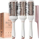 Lily England Runde Haarbürste Set, 4 Stück Professional Blow Dry Kit mit 3 runden Bürsten und Kamm für Styling, Beauty Geschenke Sets für Frauen