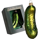 Krebs Glas Lauscha - Weihnachtsdekoration/Christbaumschmuck aus Glas - Weihnachtsbaumanhänger - Motiv: Weihnachtsgurke - Größe: ca. 11 cm