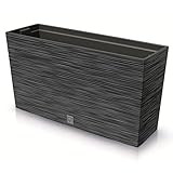 Prosperplast Furu Case Middle Pflanzkübel mit Innentopf Pflanztrog Blumentrog für Innen- und Außenbereich Rechteckig Kunststoff 77x23,5x41cm (Anthrazit)