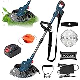 Elektrischer Rasenmäher, mit Akku, tragbarer Gartenmäher, 21 V, kabellos, 18000 mAh, mit verstellbarer Stange für schnelles Mähen, enthält 1/2 x Akku und ein Ladegerät (1 x Akku)