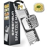 Spätzlehobel,Spätzlepresse mit Gummigriff,Spätzlereibe aus hochwertigem Edelstahl spülmaschinenfest,Spätzlesieb ist ideal für selbstgemachte Spätzle und Knöpfle für alle Töpfe bis Ø 30 cm.