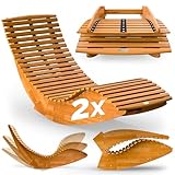 Casaria® 2 Personen Java Gartenliege Holz Wetterfest Klappbar Ergonomisch 160kg Belastbarkeit FSC® Akazie Garten Sauna Liege Holzliege 155x60x93cm