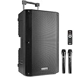 Vonyx VSA700 Partybox Bluetooth Lautsprecher groß mit Akku, 1000W Mobile PA Anlage Komplettset, 2 drahtlose Mikrofone, Mobile Lautsprecher Box mit Mikrofon, Karaoke Anlage mit 2 Mikrofonen, Schwarz