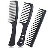 URAQT Breiter Zahnkamm Kit, 3PCS Profi Friseur Kamm, Barbier Haarstyling Salon Lockenkamm Hitzebeständiger Antistatischer Carbon Kamm, Hair Comb für Männer und Frauen