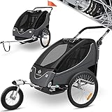 KESSER® Cruiser Kinderanhänger Fahrradanhänger 360° Drehbar mit Federung 2in1 Joggerfunktion Kinderfahrradanhänger + 5-Punkt Gurt Jogger Fahrrad Anhänger für 1 bis 2 Kinder max. 40kg Schwarz/Anthrazit