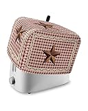 Toaster-Staubschutz mit Taschen, rustikaler Texas-Western-Beeren, roter Büffelkariert, weich, waschbar, 2-Scheiben-Toaster-Abdeckung, staubdichte Abdeckung für kleine Geräte und Fingerabdruckschutz