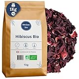 Bio-Hibiskusblüten – Ganze und Geschnittene Blüten – Natürlicher Kräutertee in Loser Form – 100% Natürlich, Ohne Gentechnik – Aus biologischem Anbau – Beutel 1KG (500 tasses)