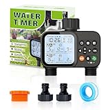 Mucek Bewässerungscomputer mit 2 unabhängigen Ausgängen, Bewässerungstimer mit 8 separaten Programmen, Watering Timer mit Manueller & Automatischer Modus, programmierbarer Wasserhahn-Timer für Garten