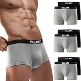 FALARY Boxershorts Herren Unterhosen Männer Baumwolle Retroshorts Shorts UnterwäSche Boxer Ohne Kratzenden Zettel 6er Pack Sportunterhosen für Herren（Schwarz/Grau,M）