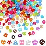 210 Stück Knöpfe Bunt Gemischt Bastelknöpfe Verschiedene Formen Candyfarben Kunststoff Farbige für Diy Basteln Nähen Handwerk Scrapbooking Painting Geschenk Dekorieren