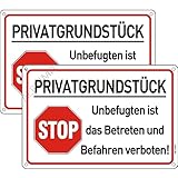 Privatgrundstück Schilder Metall Reflektierend 20x30 cm, Privatgrundstück Betreten und Befahren Verboten Schild Aluminium UV-beständig, Wasserfest, Rostfrei, mit Bohrlöcher