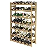 Lenmar Serie RW Weinregal aus Holz für Flaschen, Natur, RW-1, Wein, Flaschenregal, Kellerregal, Regale, Flaschenhalter (RW-1-42, 102 x 63 x 25, 7 liegen, für 42 Flaschen)