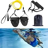 Homefantasy 2in1 Zugseil Schwimmen,Zugseil Schwimmtrainer mit Widerstandsband und Paddles, Schwimmtraining fur Kind,Zugseiltraining für Armzug-Training, Triathleten