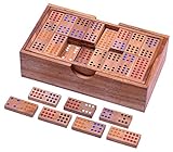 LOGOPLAY Domino Doppel 12 - Legespiel - Gesellschaftsspiel aus Holz mit 91 Spielsteinen