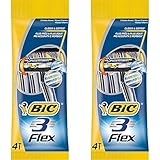 BIC 3 Flex Rasierer Set Männer, 3 Klingen, Für empfindliche Haut, 4 Stück (Packung mit 2)