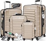 KESSER® 4tlg. Hartschalenkofferset Hartschalenkoffer Reisekoffer Set Reisekofferset Trolley Koffer 4 Rollen ABS-Hartschale Teleskopgriff Inkl. Kofferwaage + Gepäckanhänger Rollkoffer Schloss, S-M-L-XL