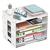 JOPOO Büro-Aktenablage, A4 Schreibtisch-Organizer, 4-stöckiges Dokument/Papier/Briefablage (weiß)