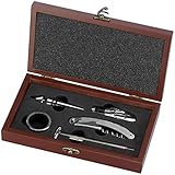 Rosenstein & Söhne Weinset: 6-teiliges elegantes Wein-Sommelier-Set in edler Holzschatulle (Sommelier Werkzeug, Kellnermesser)