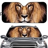Löwen-Tierdesign Sonnenschutz Auto Frontscheibe,Auto Windschutzscheibe Hitzeschutz Sonnenblende,Windschutzscheibe Faltbar Sonnenschutz Universal Für Geländewagen Lastwagen Meisten Fahrzeuge S