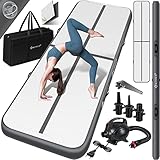 KESSER® Turnmatte Aufblasbar Airtrack 600x100x10 Fitness-Matte Gymnastikmatte | inkl. Tragetasche & elektr. Luftpumpe | Yogamatte, Tumbling Matten, Trainingsmatte Sportmatte Yoga, Turn- & Fitness