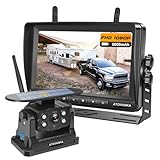 ATOVANKA Solar Kabellos Rückfahrkamera, Magnet Funk Rückfahrkamera mit 9600-mAh-Akku,7 Zoll 1080P Monitor Videoaufzeichnung, Montage ohne Bohren, IP68K Wasserdicht für LKW,Auto,Wohnmobil,Wohnwagen