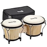 RockJam RJ-100300 7' and 8' Bongo Set with Padded Bag and Tuning Wrench Natural