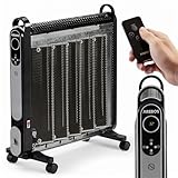 Arebos Mica Konvektor 2000 W | 2 leistungsstarke Heizstufen | Regelbares Thermostat | 3D-Heizsystem | Wärmewellenheizer Energiesparend | Inkl. Fernbedienung & Digitalanzeige | Heizlüfter | Schwarz