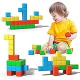 Asago Magnetische Bausteine Würfel 28 Stück, große Magnetsteine 34mm 3D Magnete Puzzle zum, Training des Gehirns für Kinder