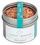 Zauber der Gewürze Chilisalz in Premium-Qualität - Chili Salz für Pasta, Chili con Carne, Salsa-Saucen, Suppen & viele weitere Gerichte, in wiederverschließbarer Aroma-Dose, 95 g