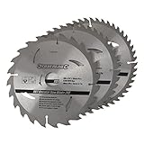 Silverline - Hartmetall-Kreissägeblätter mit 24, 40 u. 48 Zähnen, 3er-Pckg. 200 x 30, Reduzierringe: 25, 18 u. 16 mm (749249)