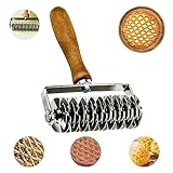 Gitter Teigschneider, Pizza Gitter Roller Gitterroller Gitterwalze Teigroller Teigwalze mit Holzgriff Gitter Roller Backformen Präge Backenwerkzeuge Kuchen Brot Messer für Plätzchen/Brot/Kuchen