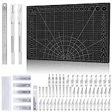 Schneidematte a3 set mit 55stk Bastelmesser und Stahllineal Cutting Mat Selbstheilende Bastelunterlage Zeichenunterlage (sch)