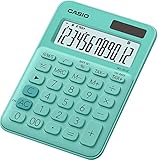 CASIO Tischrechner MS-20UC-GN, 12-stellig, in Trendfarben, Steuerberechnung, Zeitumrechnung, Solar-/Batteriebetrieb, Grün
