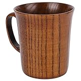 Zerodis Holz Kaffeetasse,Holzbecher Trinkbecher Gross Hölzerne Wassertasse Holzbecher Hölzerner Teetasse Trinkbecher Kaffeetassen mit Griff Frühstück Milch Trinkzubehör