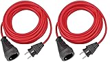 Brennenstuhl Qualitäts- Kunststoff-Verlängerungskabel mit Schutzkontakt-Stecker und -Kupplung (Verlängerungskabel für innen mit 10m Kabel) rot (Packung mit 2)
