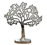 Schmuckbaum Schmuckständer Schmuckhalter Lebensbaum Dekobaum Aluminium Metall Silber - Schmuck Baum für Ringe, Ketten und Armbänder - 43 cm