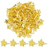 BETESSIN 100pcs Mini Sterne Brads Musterklammern Metall 8MM Verschlussklammern Gold Klammern Musterbeutelklammern Bastelklammern für DIY Scrapbooking Basteln Papierverschluss