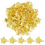 BETESSIN 100pcs Mini Sterne Brads Musterklammern Metall 8MM Verschlussklammern Gold Klammern Musterbeutelklammern Bastelklammern für DIY Scrapbooking Basteln Papierverschluss