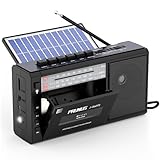 PRUNUS J-360 Tragbare Kassettenspieler mit Bluetooth, AM/FM Kassettenradio mit Akku & Solarpanel, Kleines Radio kassettenrekorder mit Kopfhöreranschluss, TF/USB-Laufwerk.