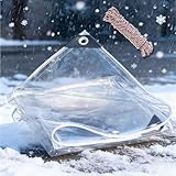Transparente Plane 220 x 330 cm, PVC Plane mit Ösen wasserdichte Transparent, Reißfest Uv-Beständig Winterfest, Schutzplane Wasserdicht, mit Bindeseil für Gartenmöbel Pavillon Pool, PVC