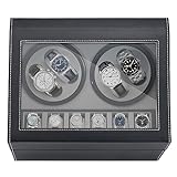 NOSTHEART Automatische Uhrenbeweger Box 4+6 PU Leder Luxuriöser Uhrenbeweger Uhrenvitrine für Automatikuhren mit Leisem Wechselstromadapter Watch Winder