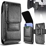 GINNGA Leder Handy Gürteltasche für iPhone 16 Pro Max, 15 Pro Max, 14, 13, 12, 11, X & Samsung Galaxy S24 Ultra, S23, S22, A15, A35 – Handytasche mit Gürtelclip