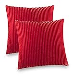 Kuscheli® 2er Set Kissenbezug im Doppelpack Cashmer Touch Fleece Kissenhülle, Sofakissen Kopfkissenbezug Kissenbezüge Couchkissen, Farbe:ROT, Größe:2X 40x40 cm