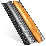 Feelino® 2er Baguette Backform - Premium Antihaft Karbonstahl Baguette-Backblech - Spülmaschinen geeignet - Backform für Baguette - Brötchen Backform oder Brötchenblech - Baguetteblech - Baguetteform